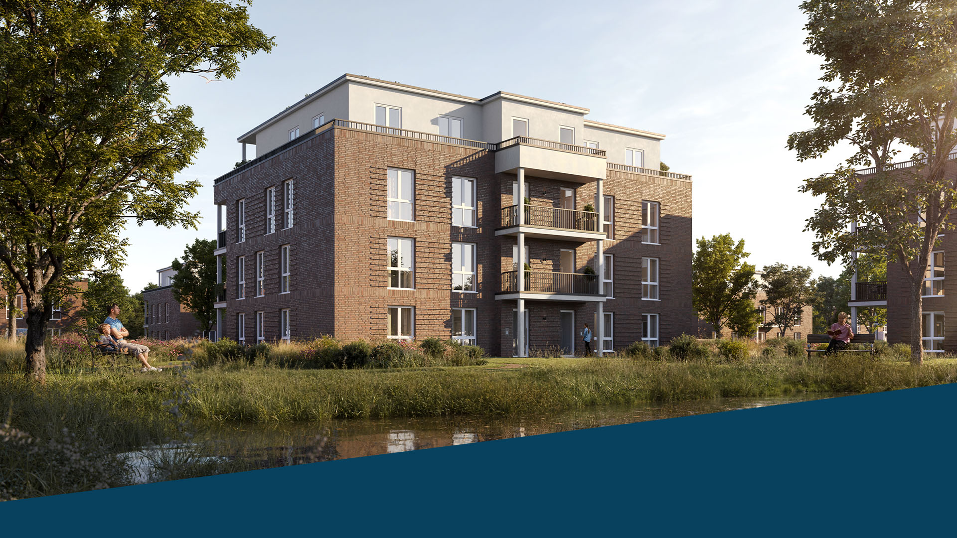 Neubau 4 Mehrparteienhäuser mit 10 Wohneinheiten und Tiefgarage nach KfW40EE QNG in 26160 Bad Zwischenahn